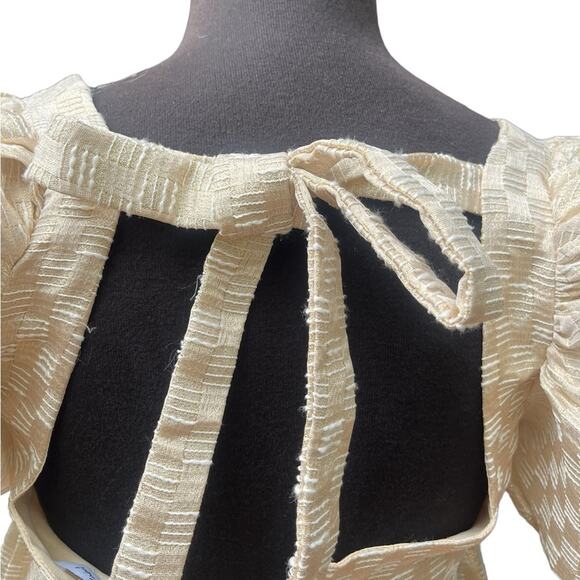 Jacquie The Label Milkmaid Babydoll Gold Metallic Milk Maid Dress Small Regency - Picture 6 of 11